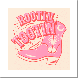 Rootin Tootin | Cowboy Boot Pink Cowgirl Boots Saying Quote Posters and Art